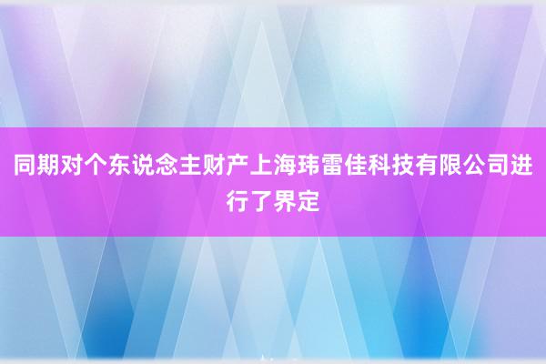 同期对个东说念主财产上海玮雷佳科技有限公司进行了界定
