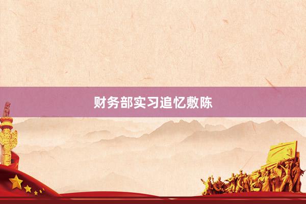 财务部实习追忆敷陈