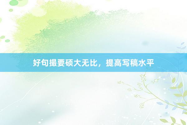 好句撮要硕大无比,提高写稿水平